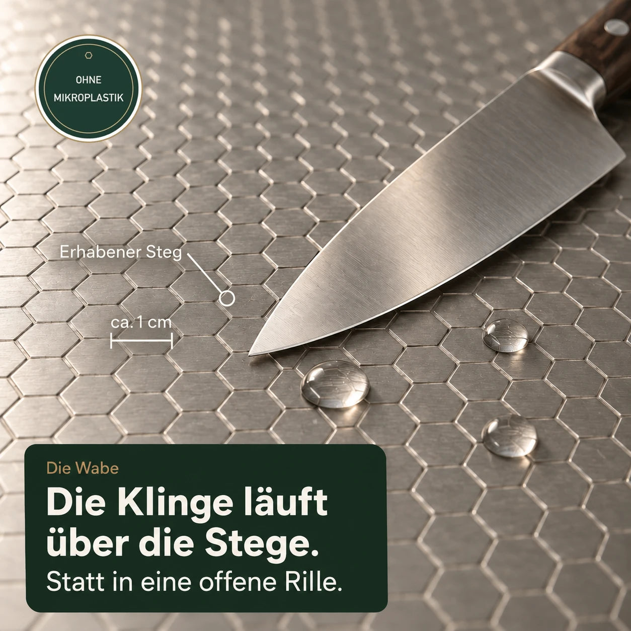 Erhabene Wabenstruktur, auf der die Klinge läuft