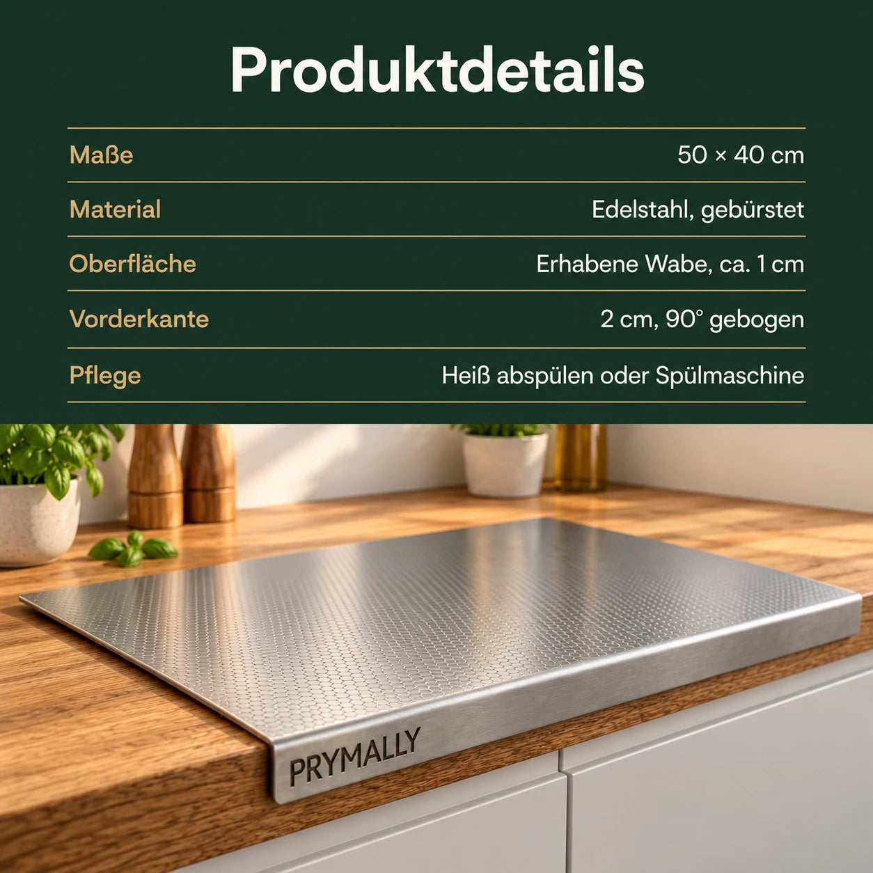 Produktdetails des Prymally Schneidebretts